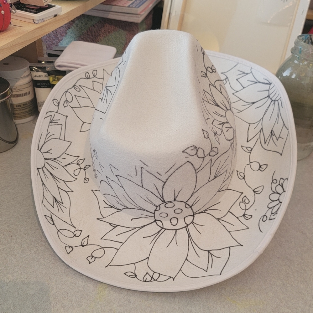Floral White Cowgirl Hat